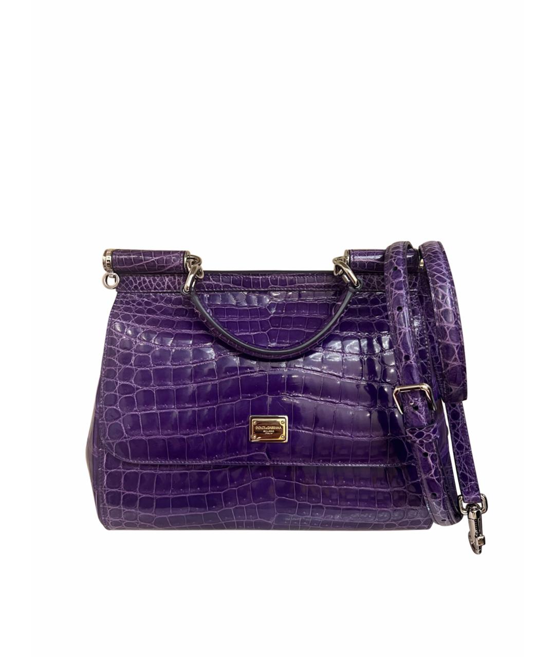 DOLCE&GABBANA Фиолетовая сумка с короткими ручками из экзотической кожи, фото 1