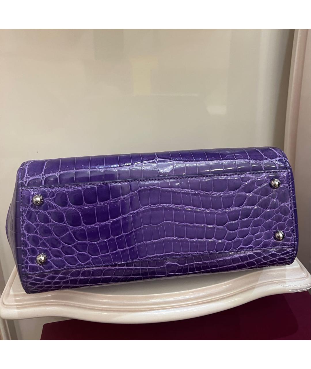 DOLCE&GABBANA Фиолетовая сумка с короткими ручками из экзотической кожи, фото 4