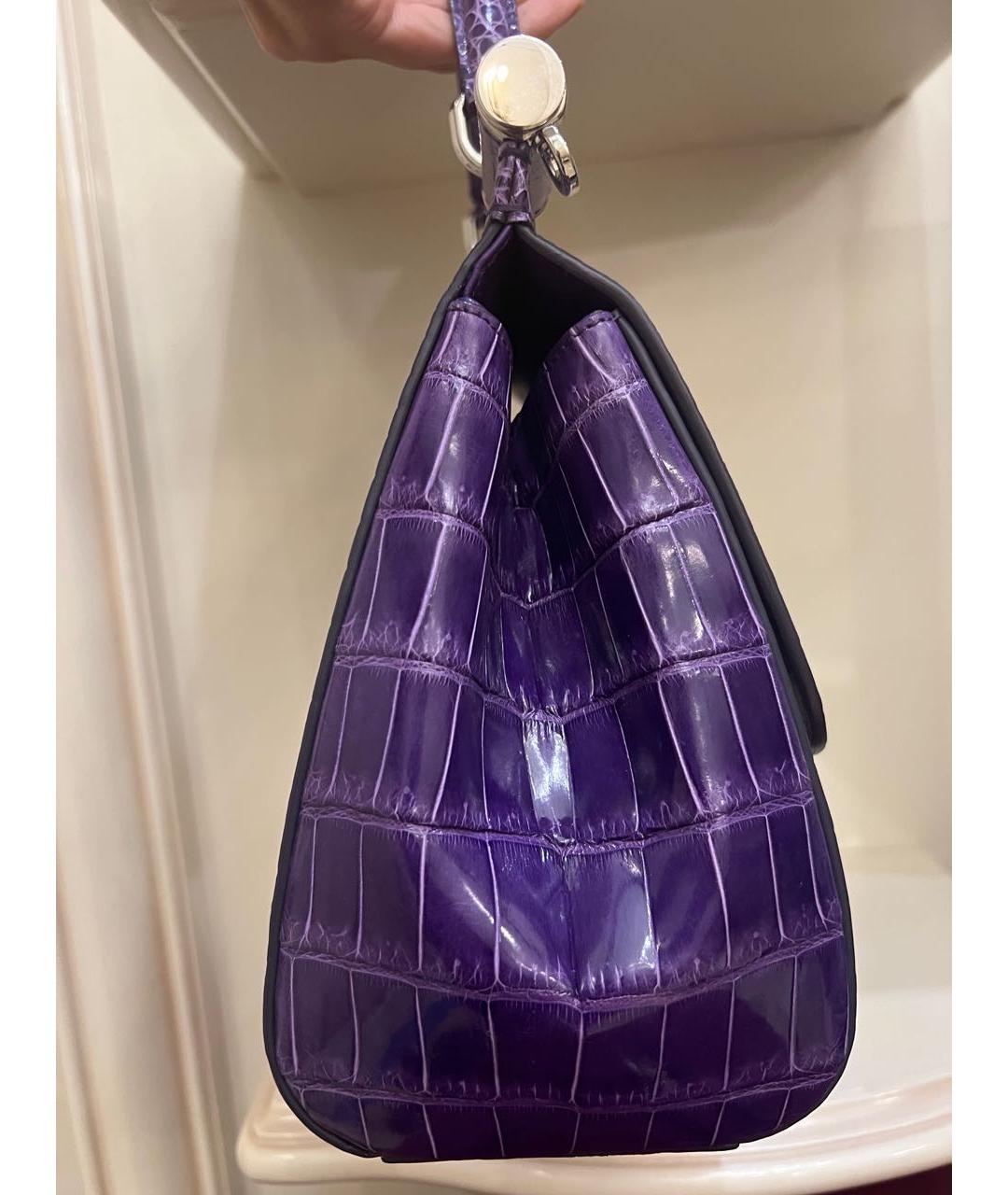 DOLCE&GABBANA Фиолетовая сумка с короткими ручками из экзотической кожи, фото 2