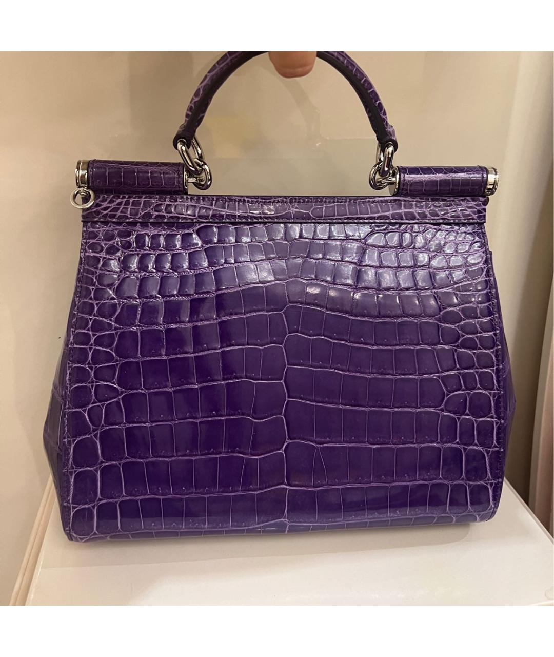 DOLCE&GABBANA Фиолетовая сумка с короткими ручками из экзотической кожи, фото 3