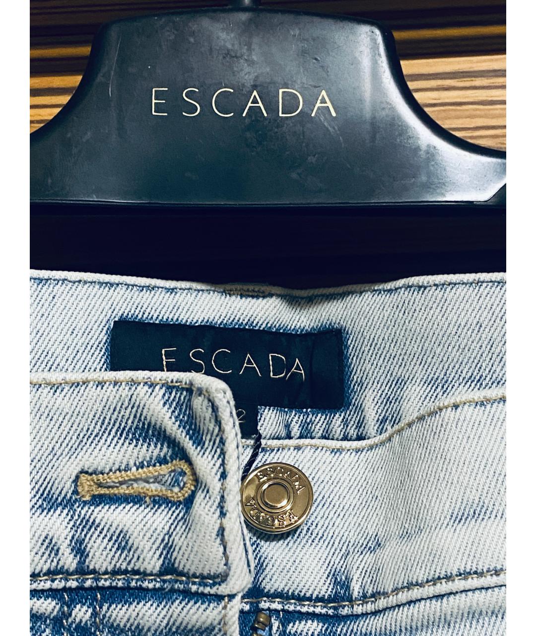 ESCADA Голубые хлопко-эластановые прямые джинсы, фото 7