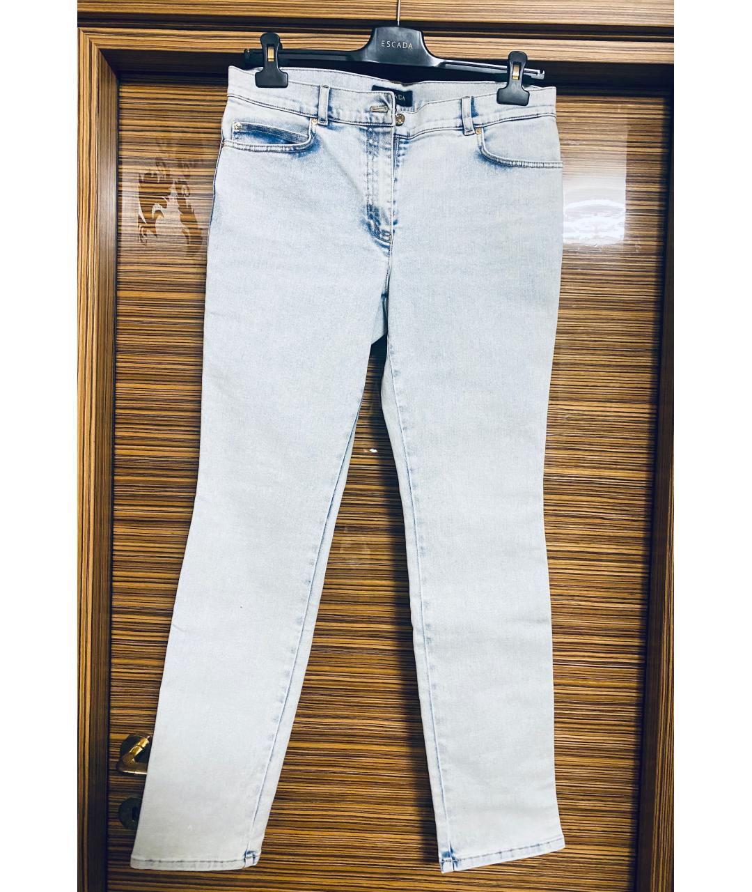 ESCADA Голубые хлопко-эластановые прямые джинсы, фото 8