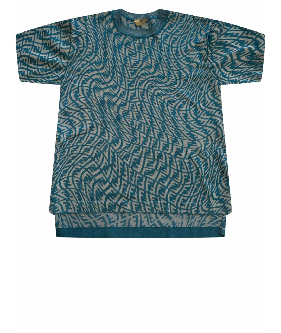 FENDI Голубая полиэстеровая футболка, фото 1
