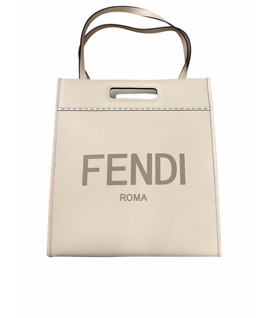 FENDI Белая кожаная сумка тоут, фото 1
