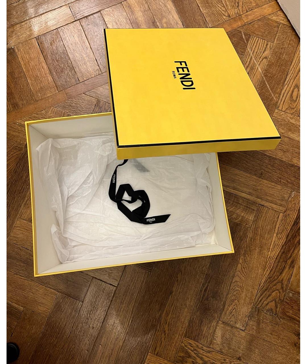 FENDI Белая кожаная сумка тоут, фото 4