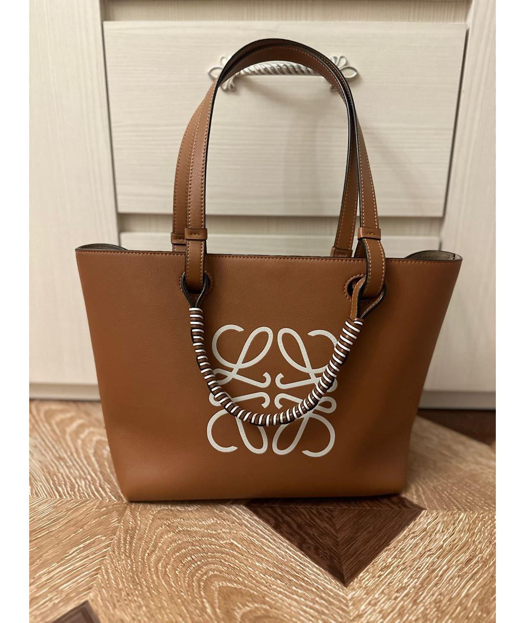 LOEWE Коричневая кожаная сумка тоут, фото 2