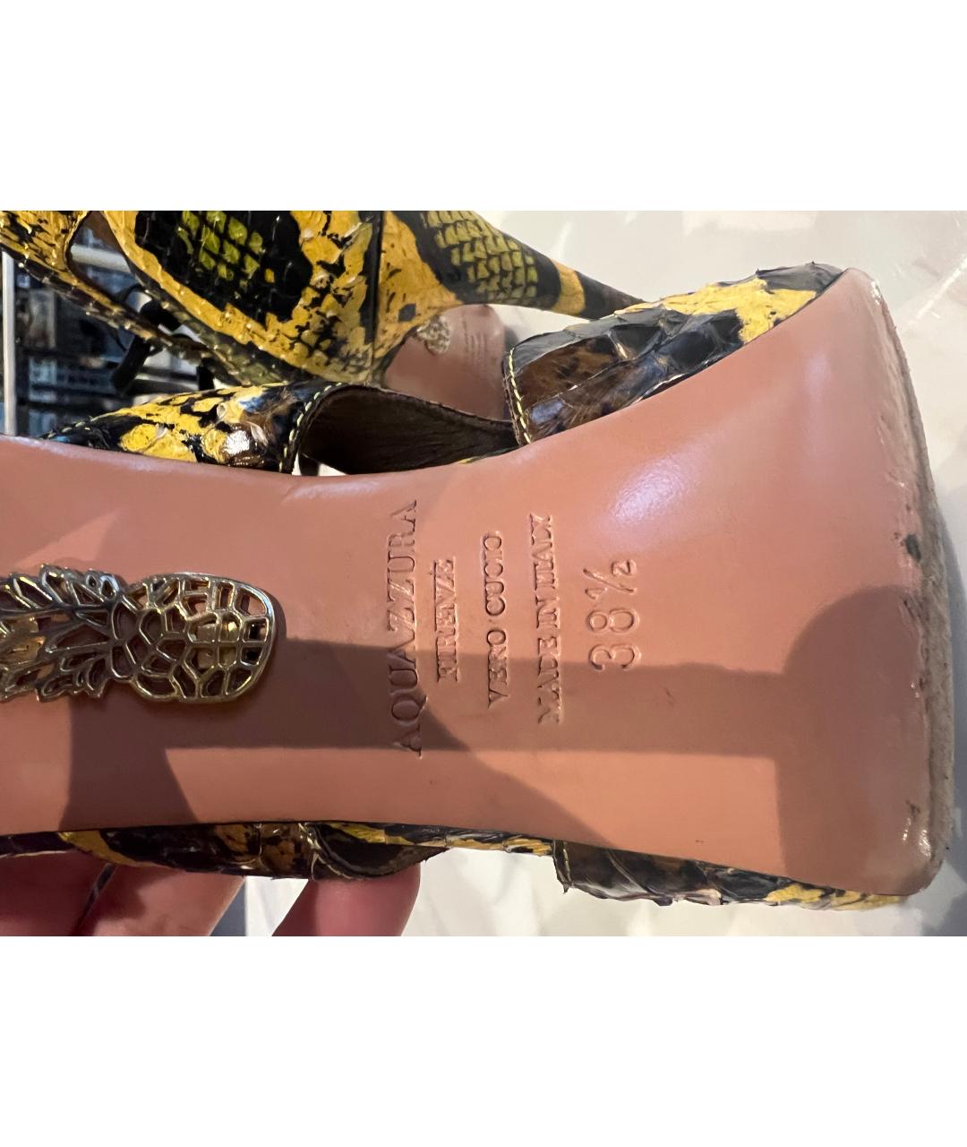 AQUAZZURA Мульти босоножки из экзотической кожи, фото 6