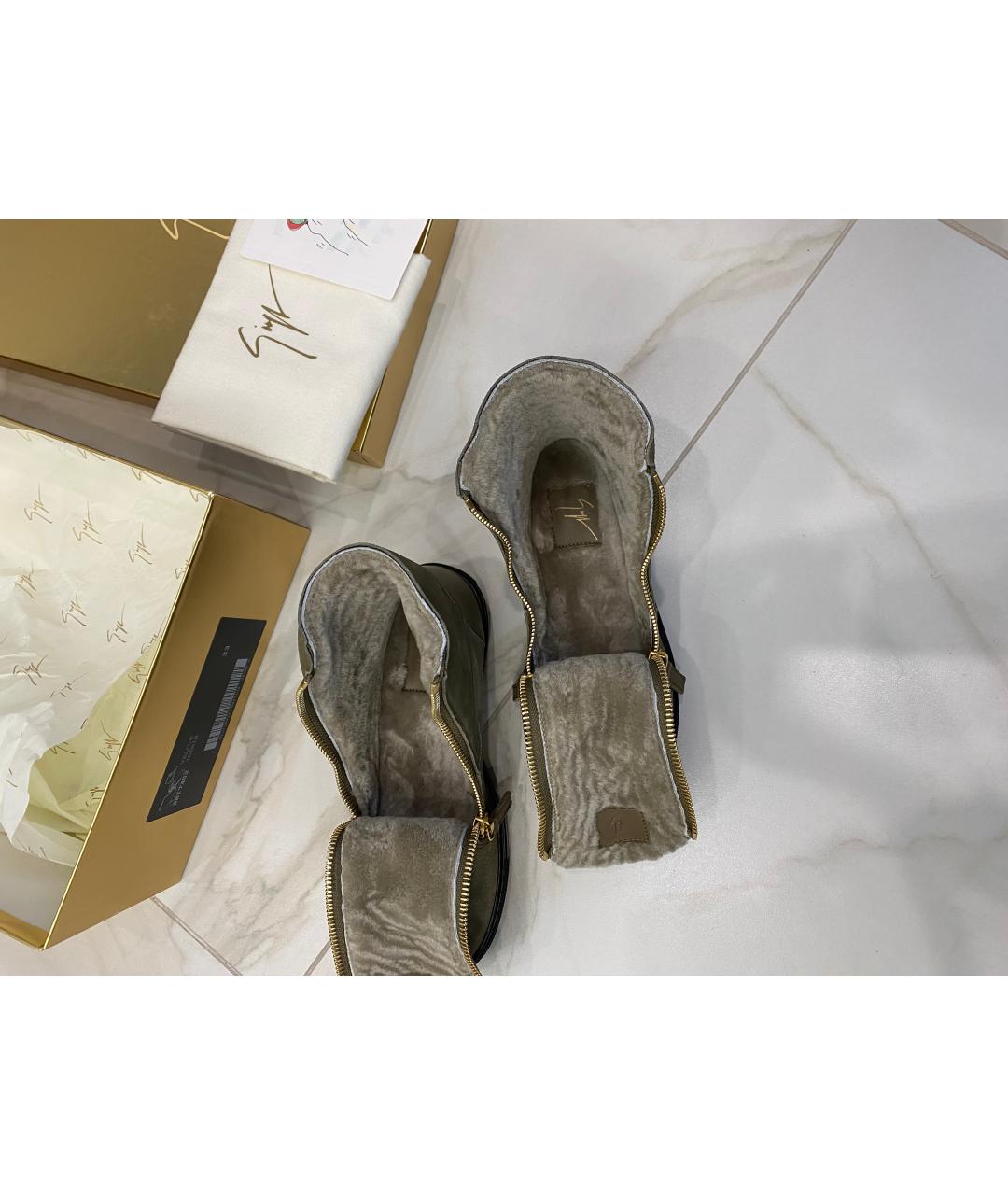 GIUSEPPE JUNIOR Хаки кожаные ботинки, фото 3