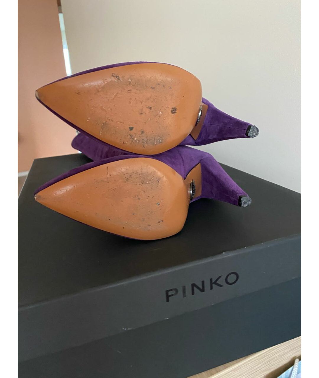 PINKO Фиолетовые замшевые сапоги, фото 4