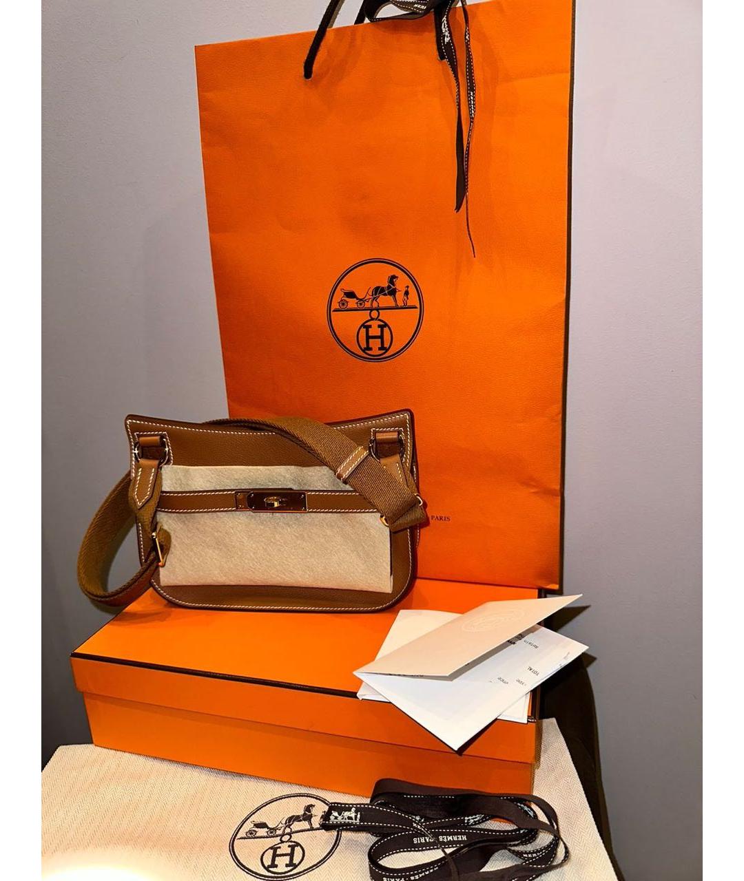 HERMES Коричневая кожаная сумка через плечо, фото 5