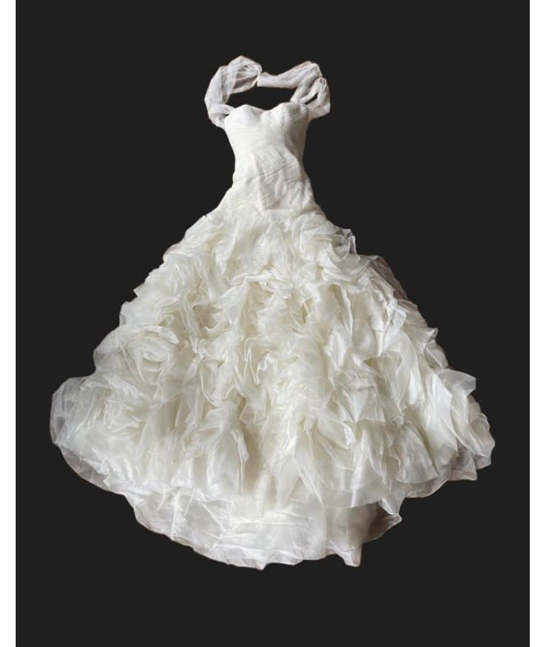 VERA WANG Бежевое хлопко-эластановое свадебное платье, фото 2