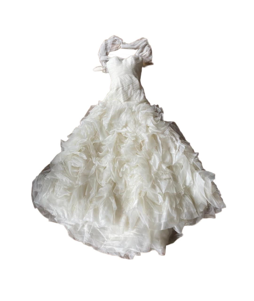 VERA WANG Бежевое хлопко-эластановое свадебное платье, фото 4