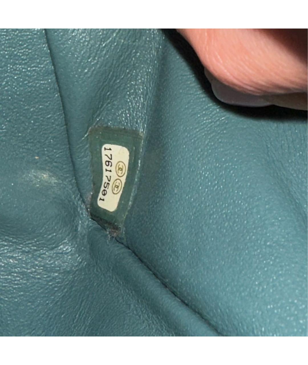 CHANEL PRE-OWNED Зеленая кожаная сумка через плечо, фото 5