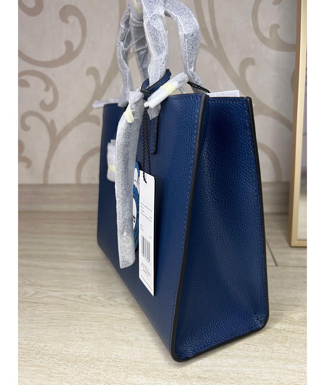 MARC JACOBS Темно-синяя кожаная сумка с короткими ручками, фото 3