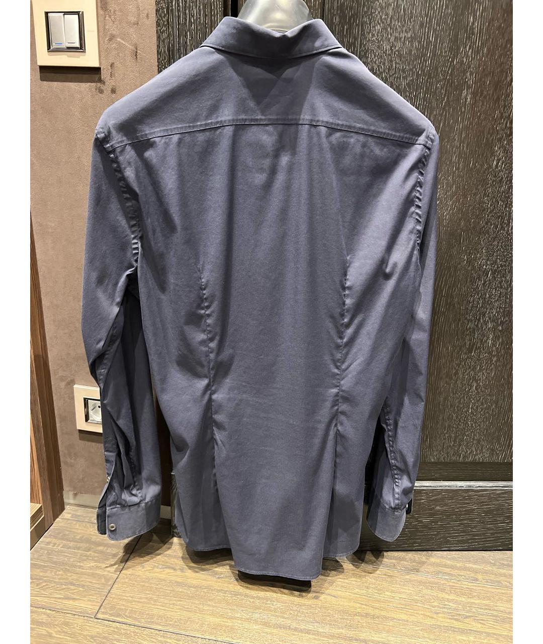 PRADA Темно-синяя хлопковая классическая рубашка, фото 2