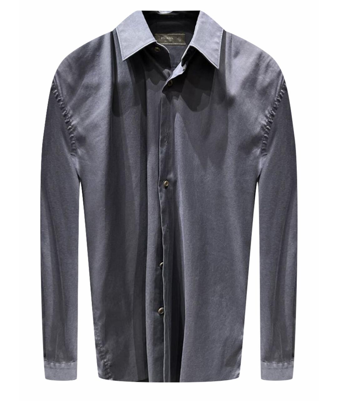 PRADA Темно-синяя хлопковая классическая рубашка, фото 1