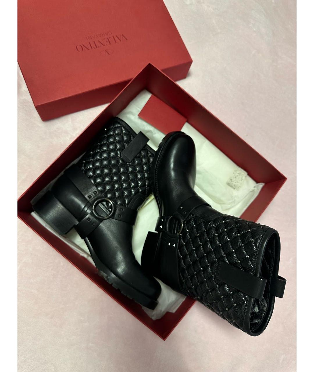 VALENTINO Черные кожаные ботинки, фото 5
