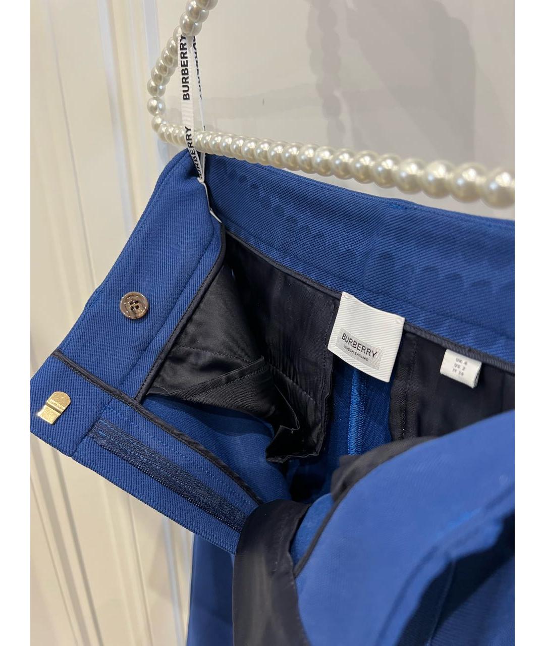BURBERRY Синие вискозные брюки узкие, фото 3