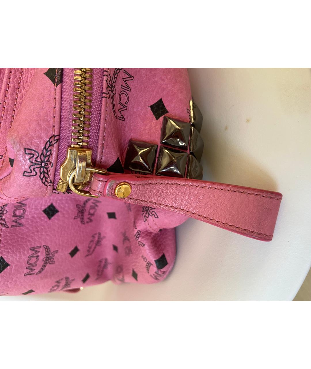 MCM Розовый кожаный рюкзак, фото 6