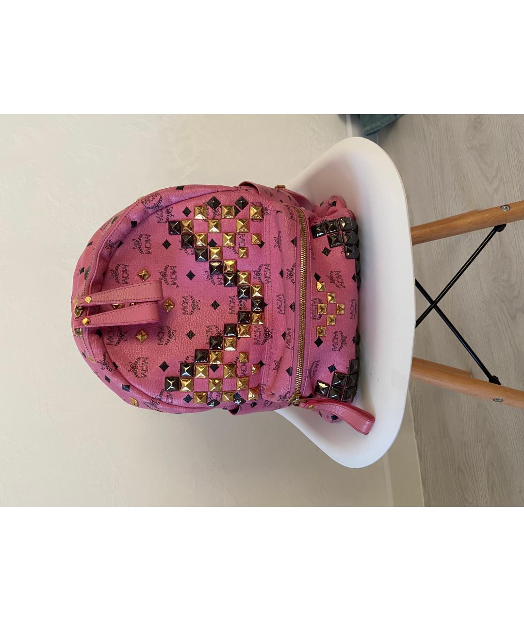 MCM Розовый кожаный рюкзак, фото 1