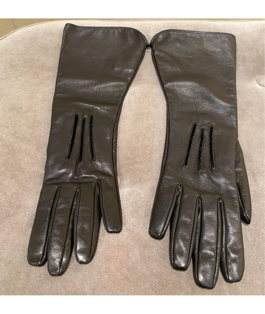 BOTTEGA VENETA Черные кожаные перчатки, фото 7