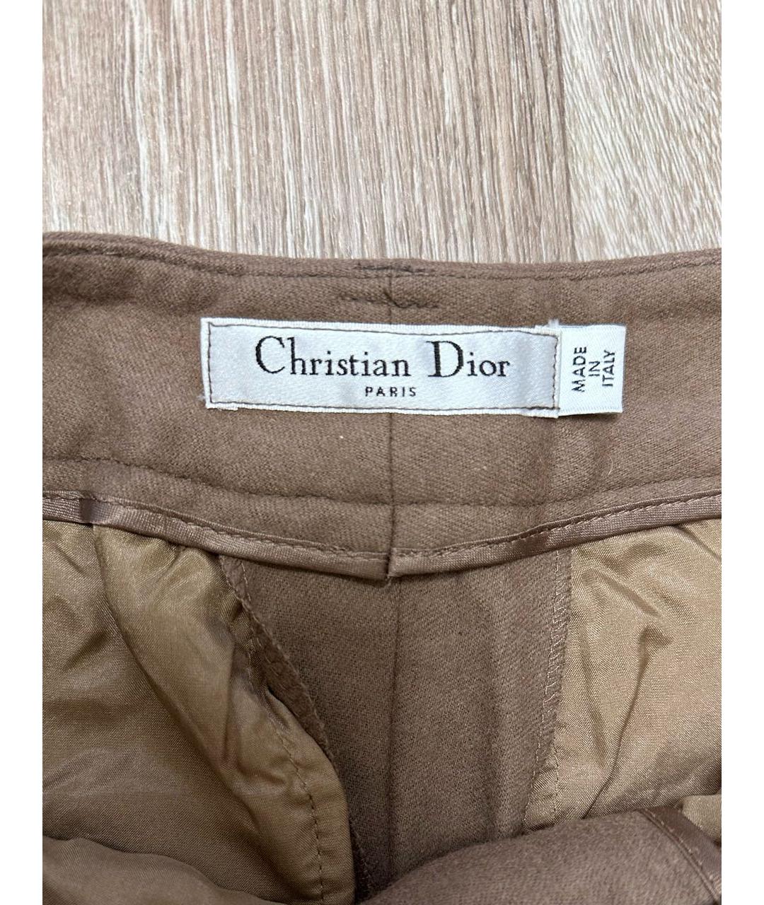 CHRISTIAN DIOR PRE-OWNED Коричневые шерстяные прямые брюки, фото 3