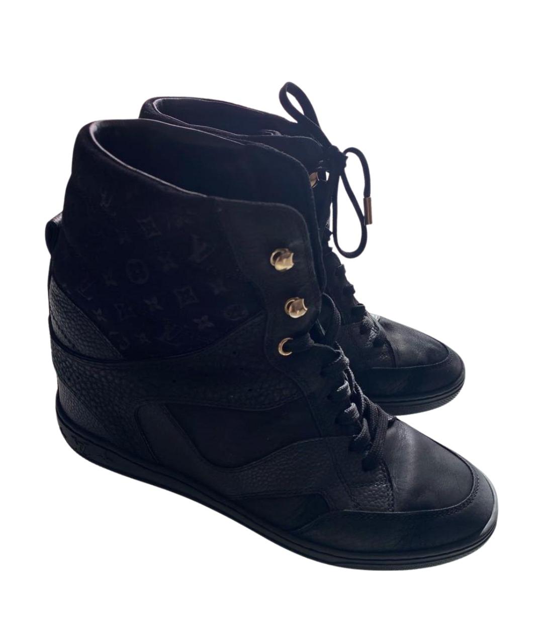 LOUIS VUITTON Черные кожаные кроссовки, фото 1