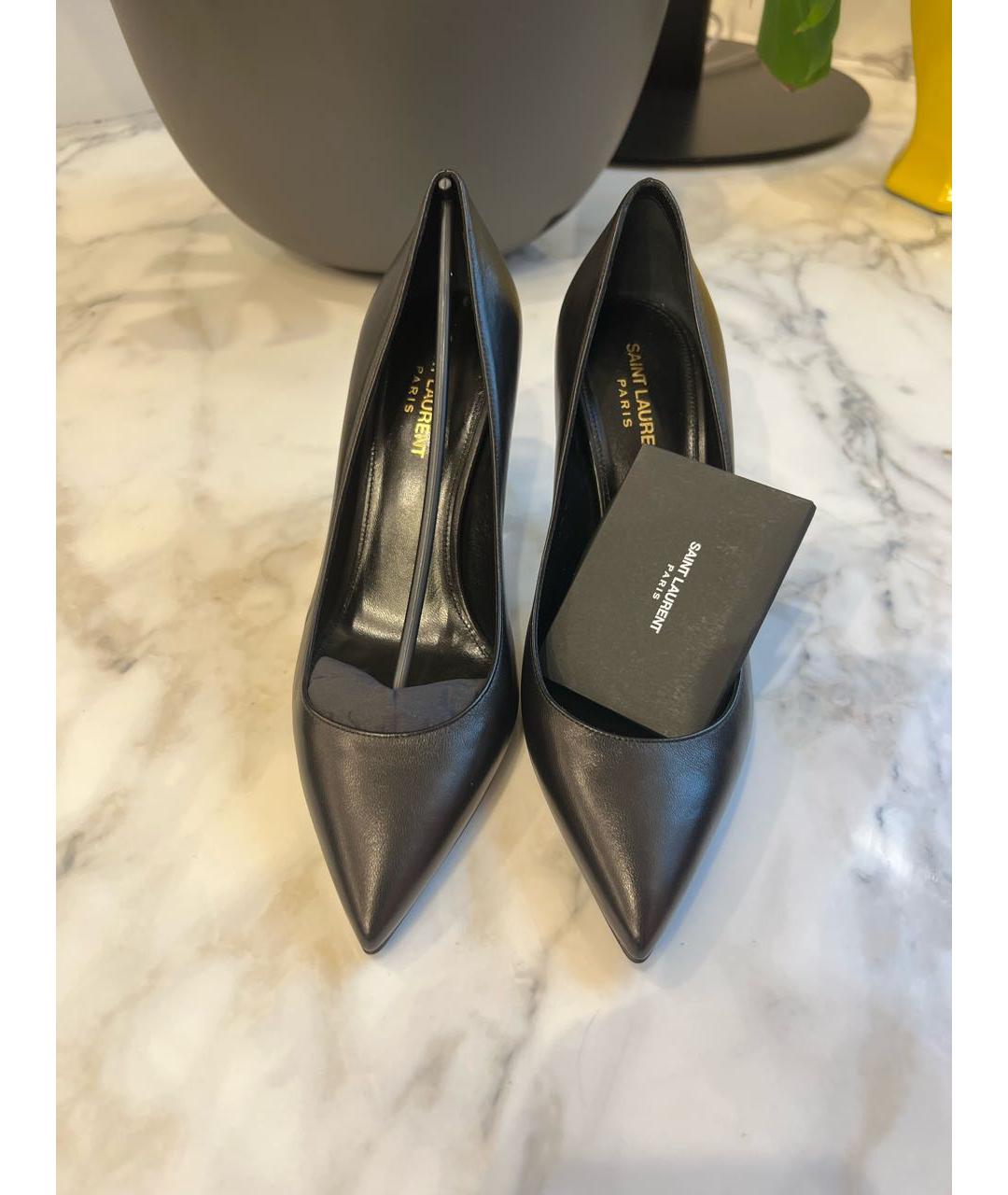 SAINT LAURENT Черные кожаные туфли, фото 5