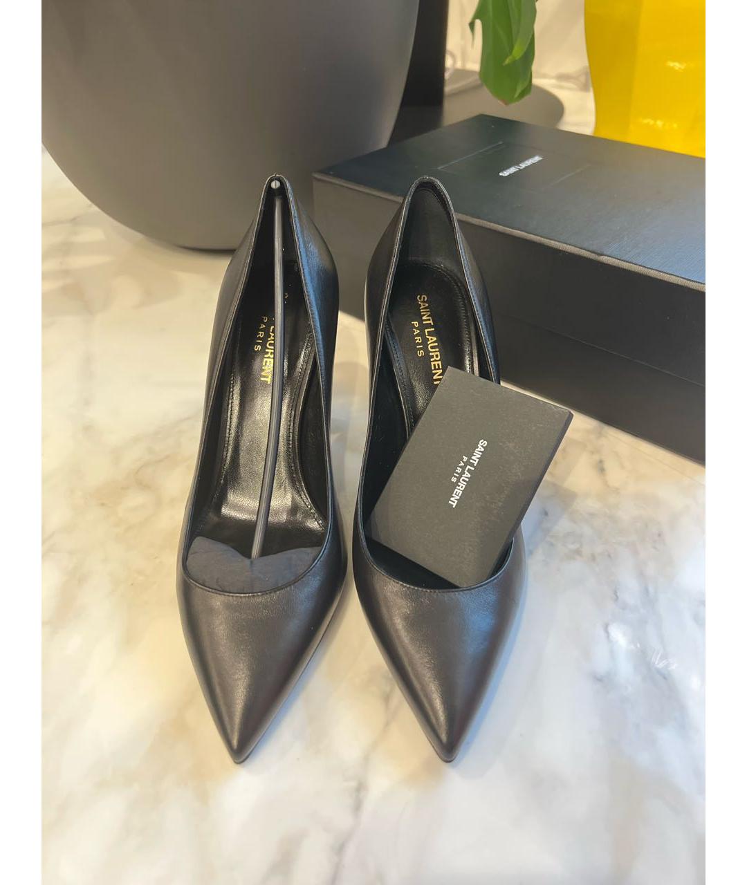 SAINT LAURENT Черные кожаные туфли, фото 4