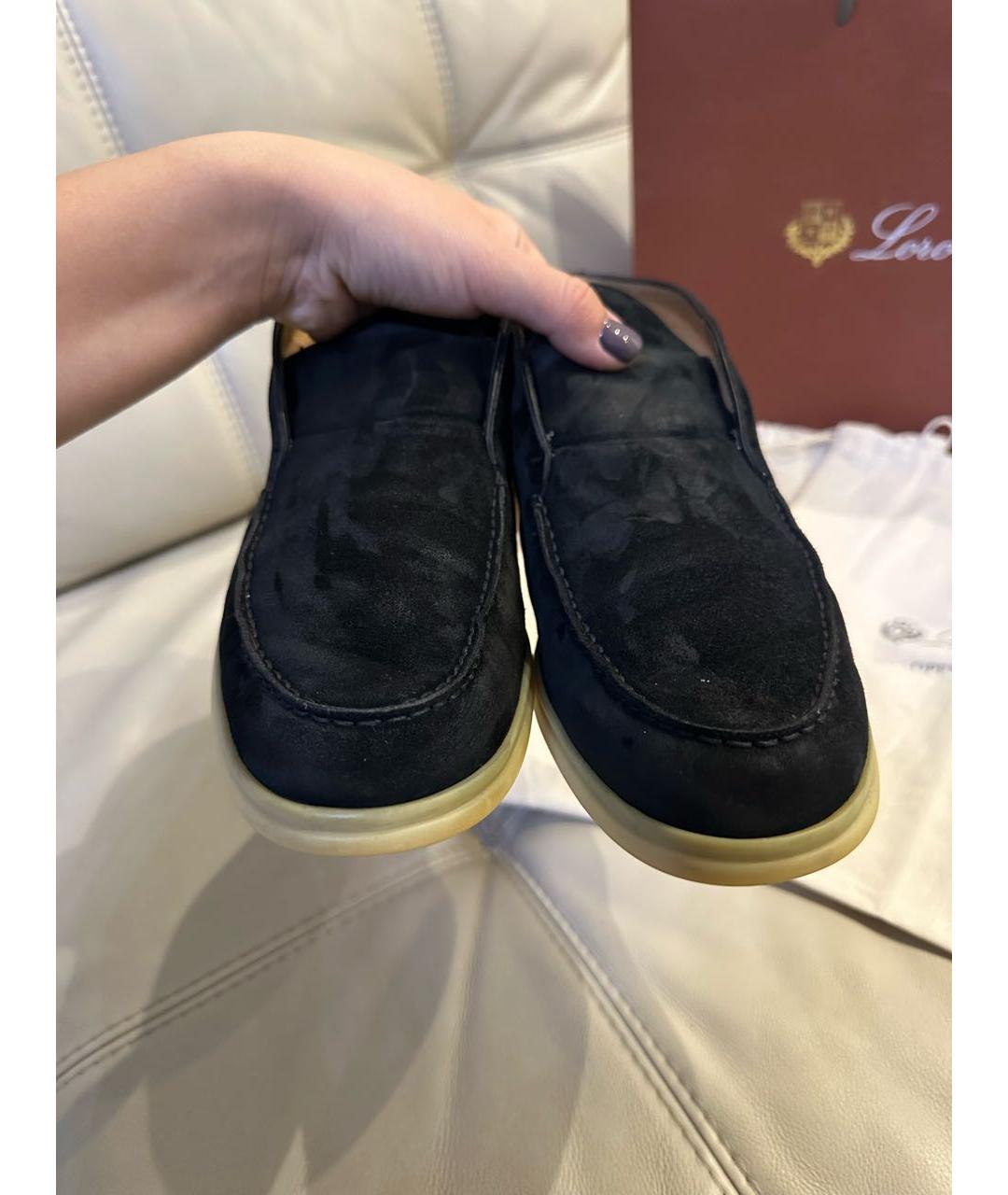 LORO PIANA Черные замшевые низкие ботинки, фото 7