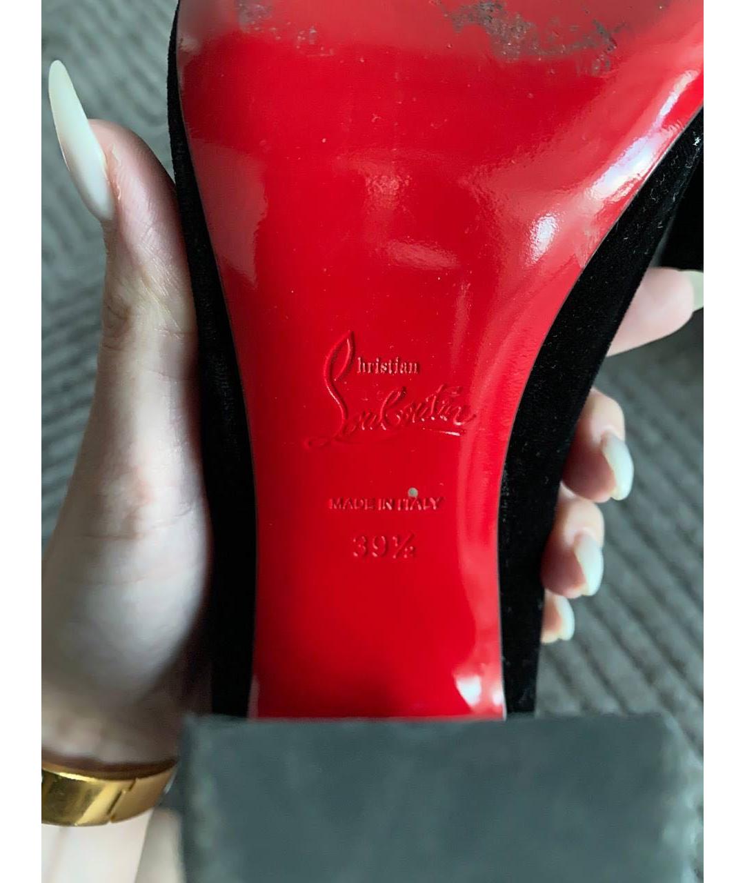 CHRISTIAN LOUBOUTIN Черные бархатные туфли, фото 5