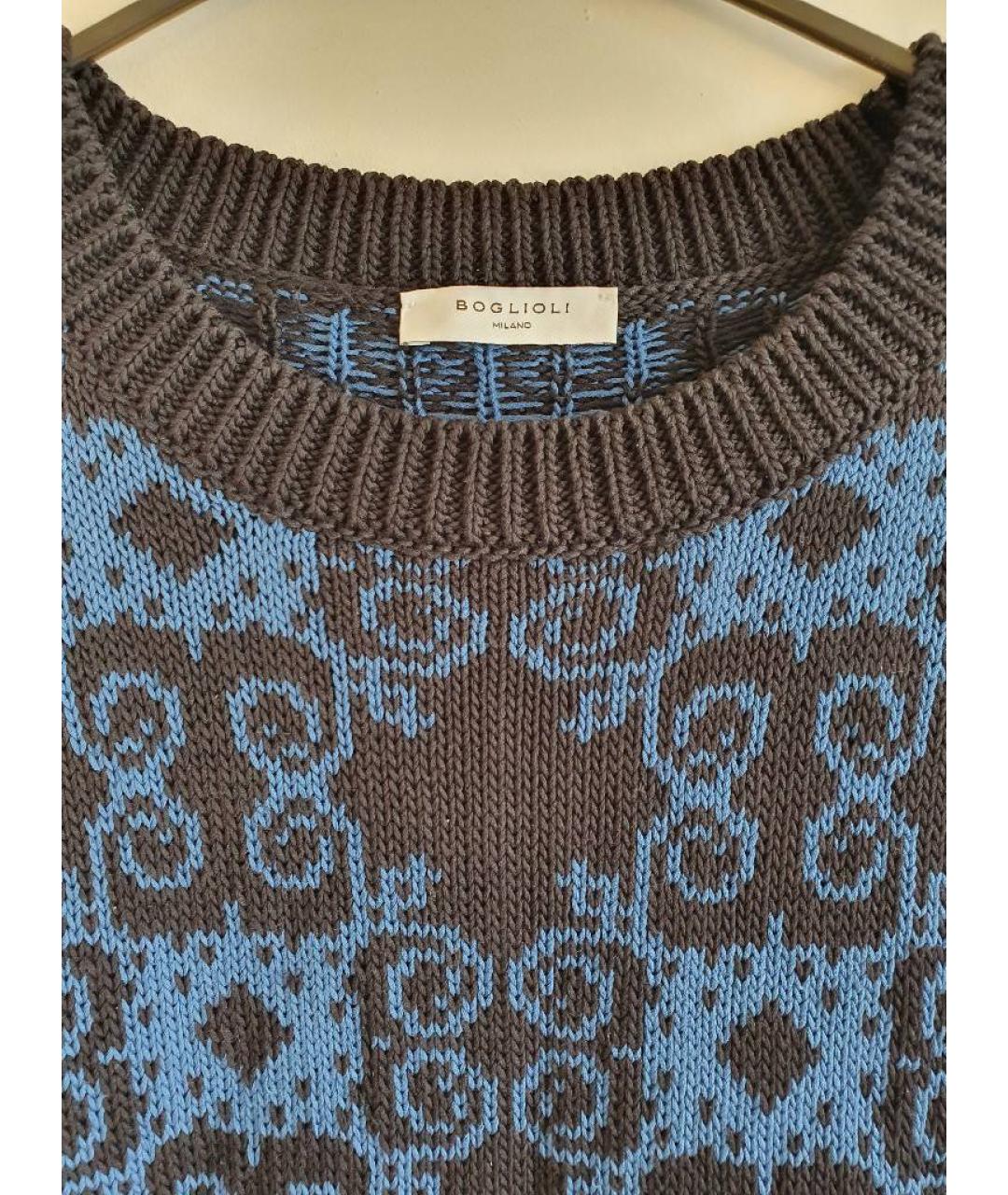 BOGLIOLI Темно-синий хлопковый джемпер / свитер, фото 6