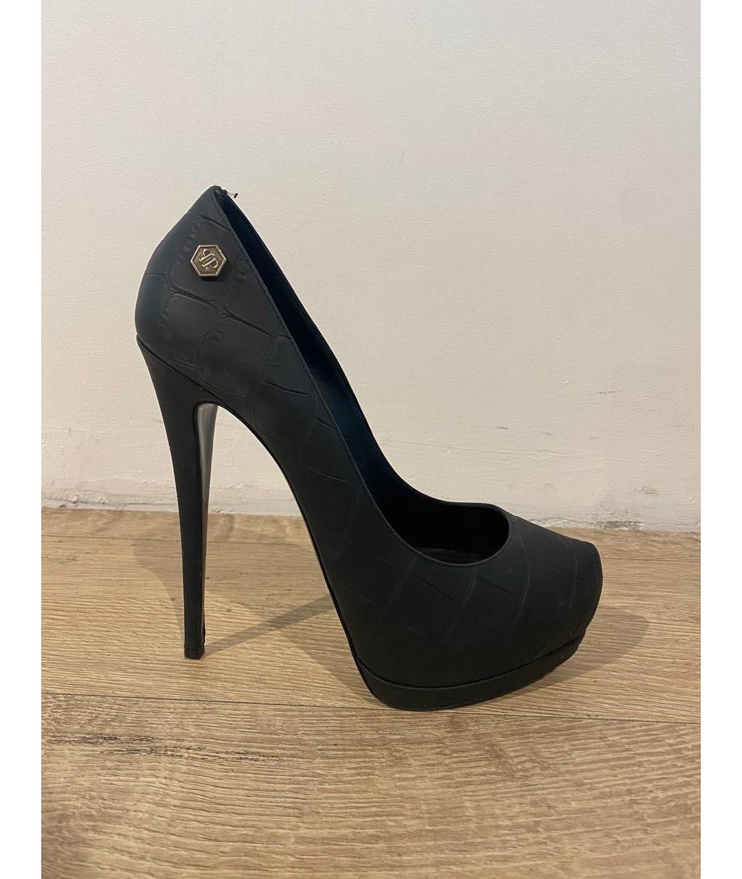 PHILIPP PLEIN Черные кожаные туфли, фото 6