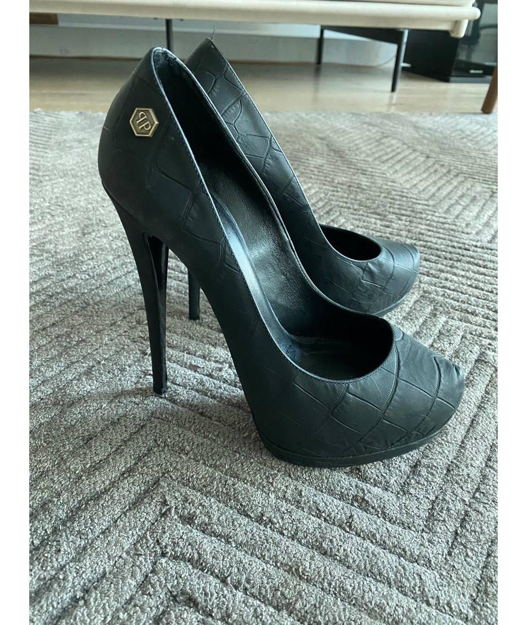 PHILIPP PLEIN Черные кожаные туфли, фото 4