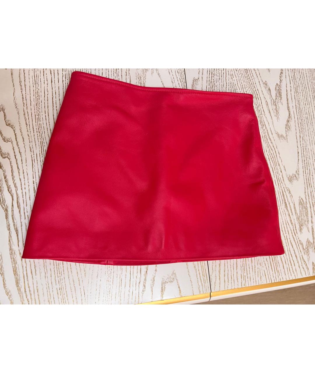 MANOKHI Розовая кожаная юбка мини, фото 8