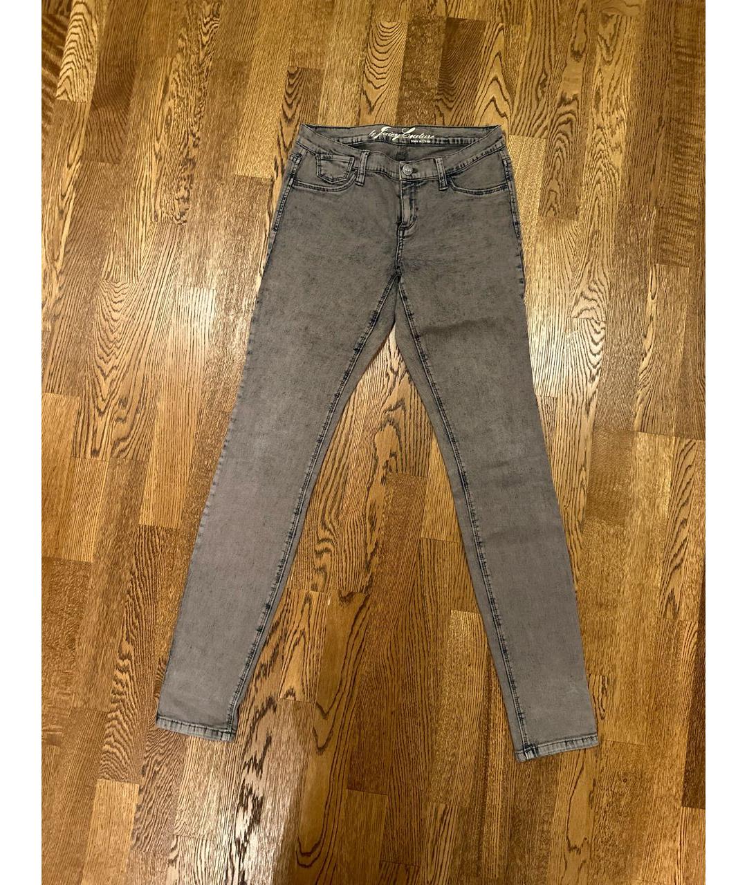 JUICY COUTURE Серые хлопко-эластановые джинсы слим, фото 6