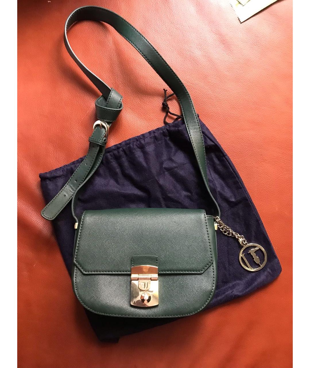 TRUSSARDI JEANS Зеленая сумка через плечо из искусственной кожи, фото 5