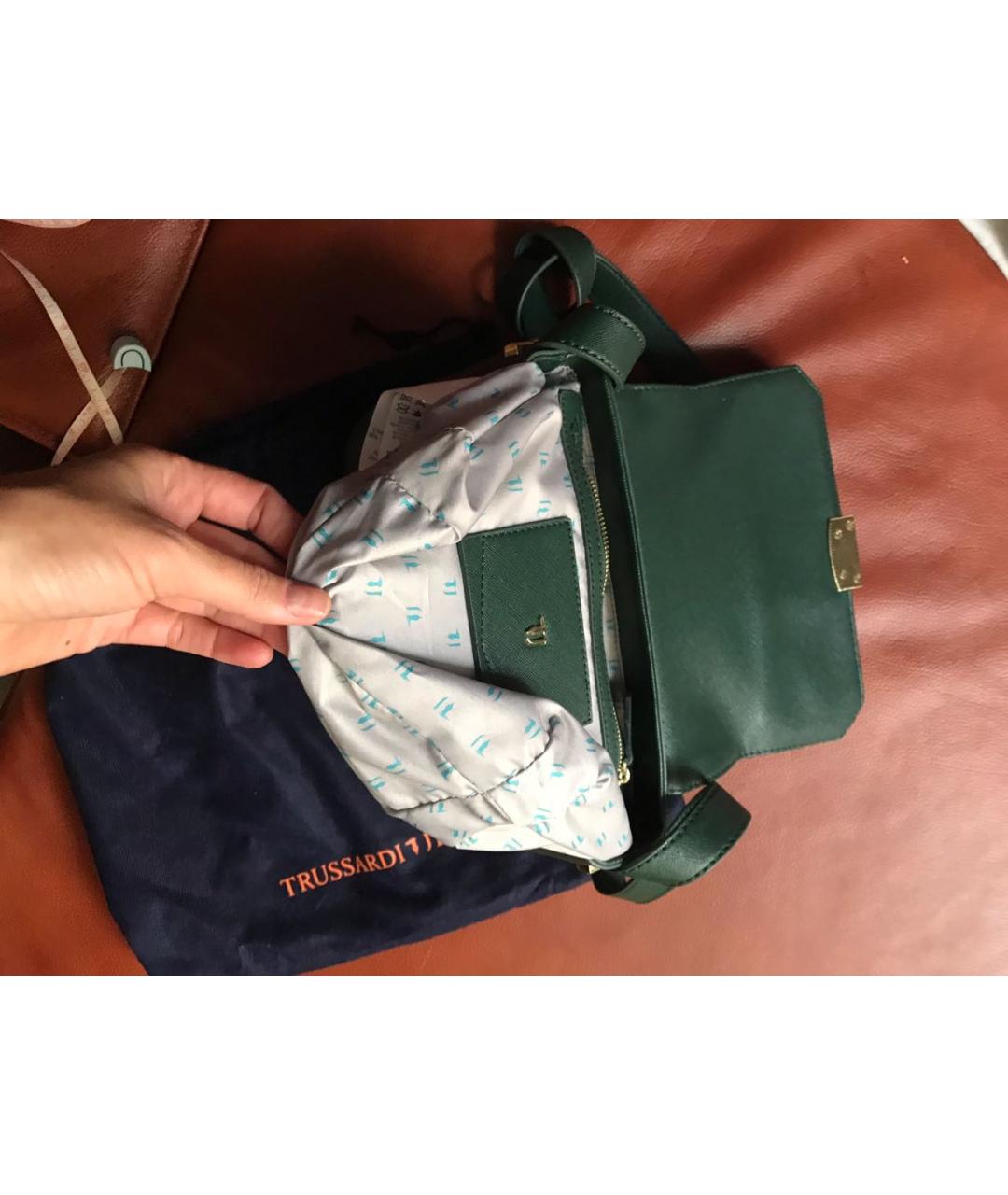 TRUSSARDI JEANS Зеленая сумка через плечо из искусственной кожи, фото 4