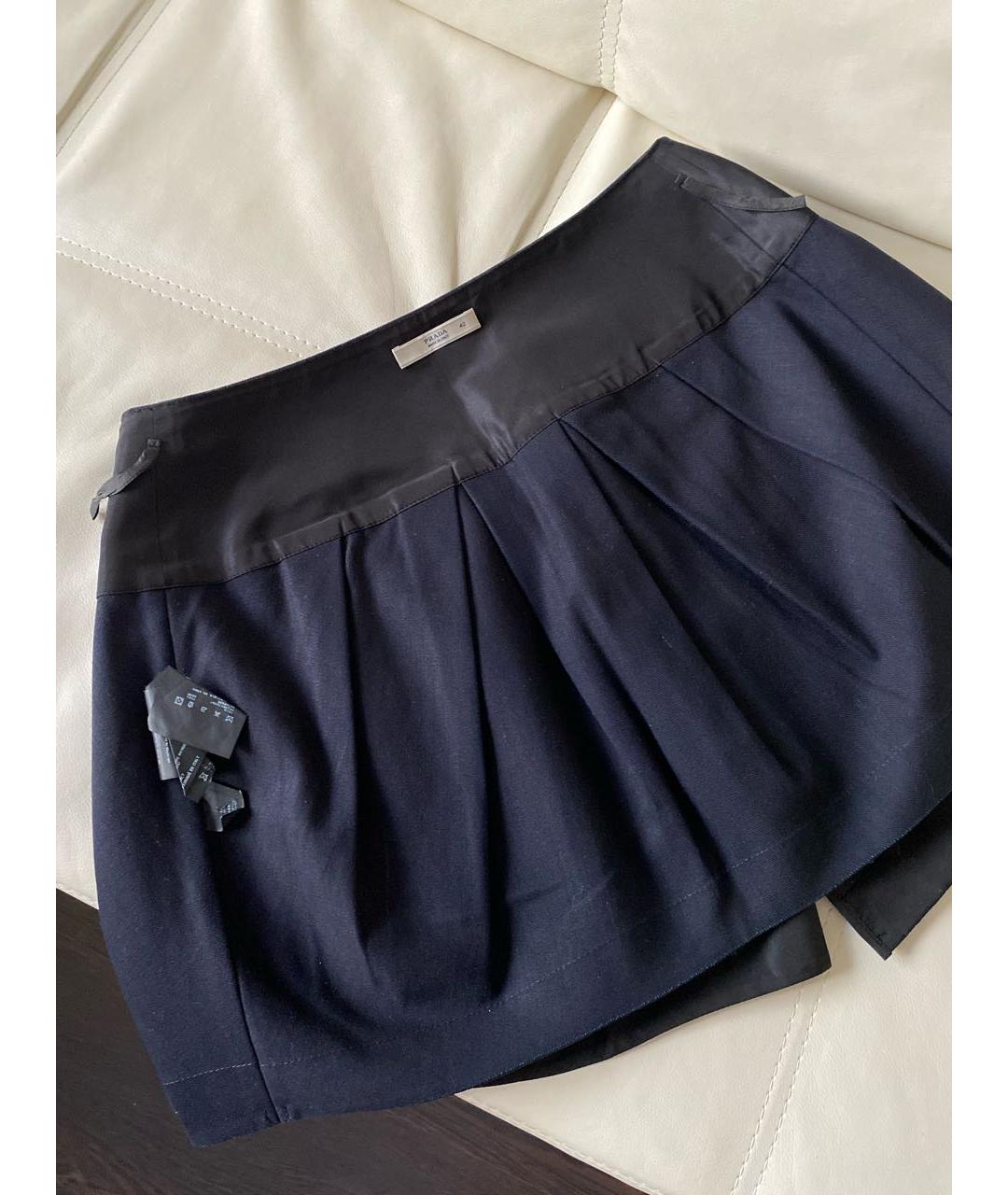 PRADA Темно-синяя юбка мини, фото 3