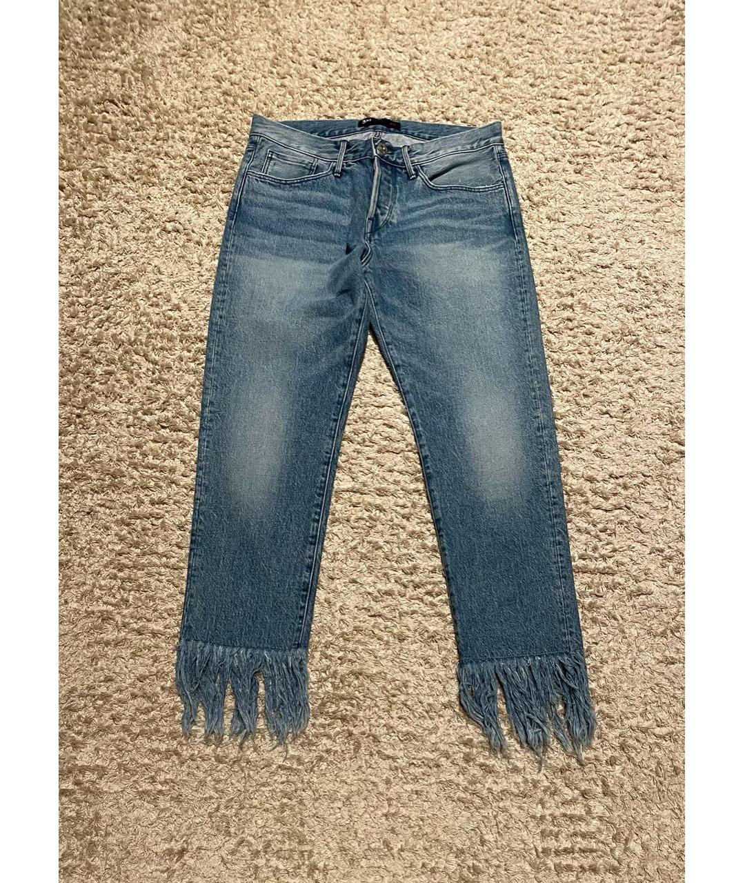 3X1 Голубые хлопковые прямые джинсы, фото 5