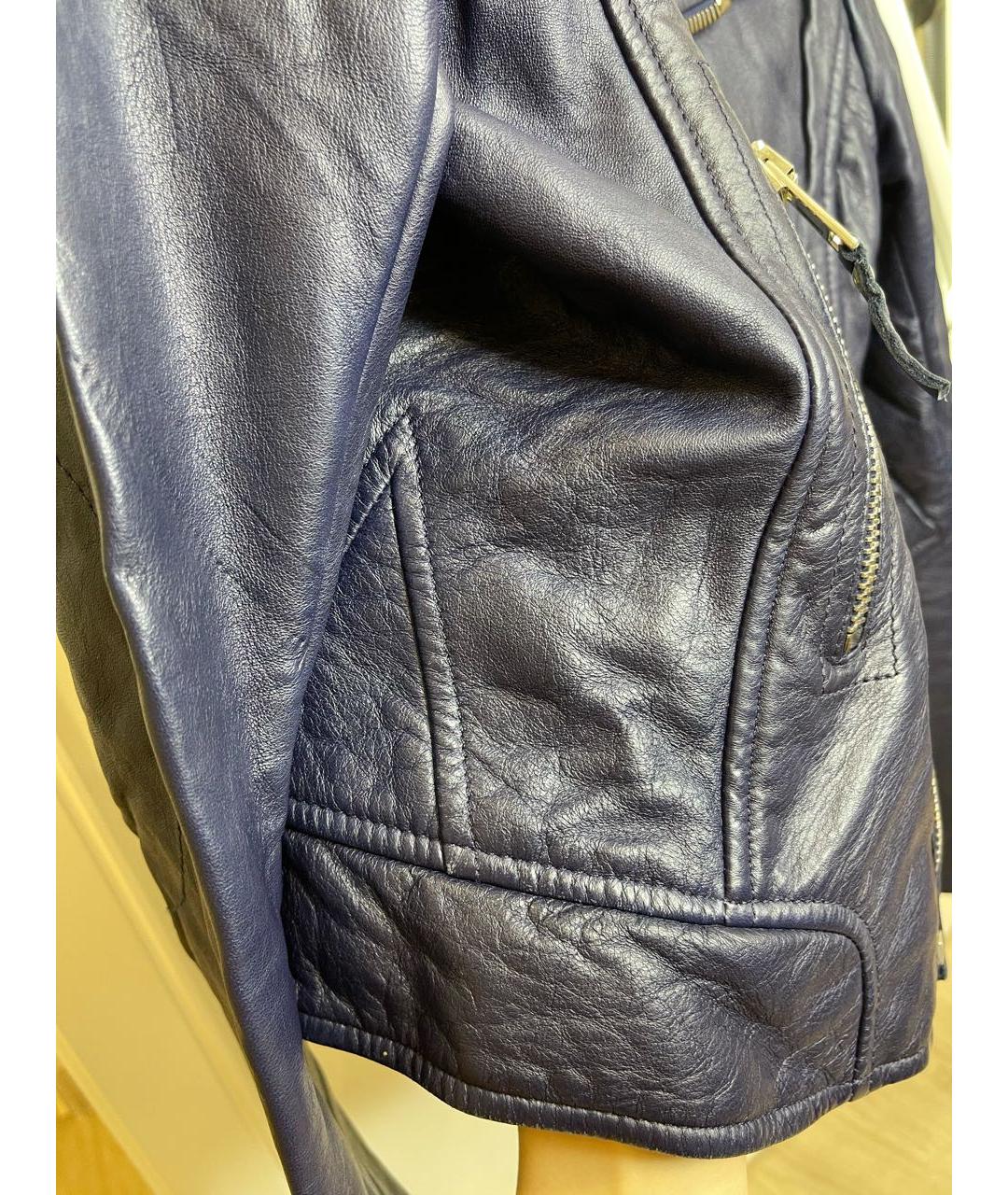 BALENCIAGA Темно-синяя кожаная куртка, фото 6