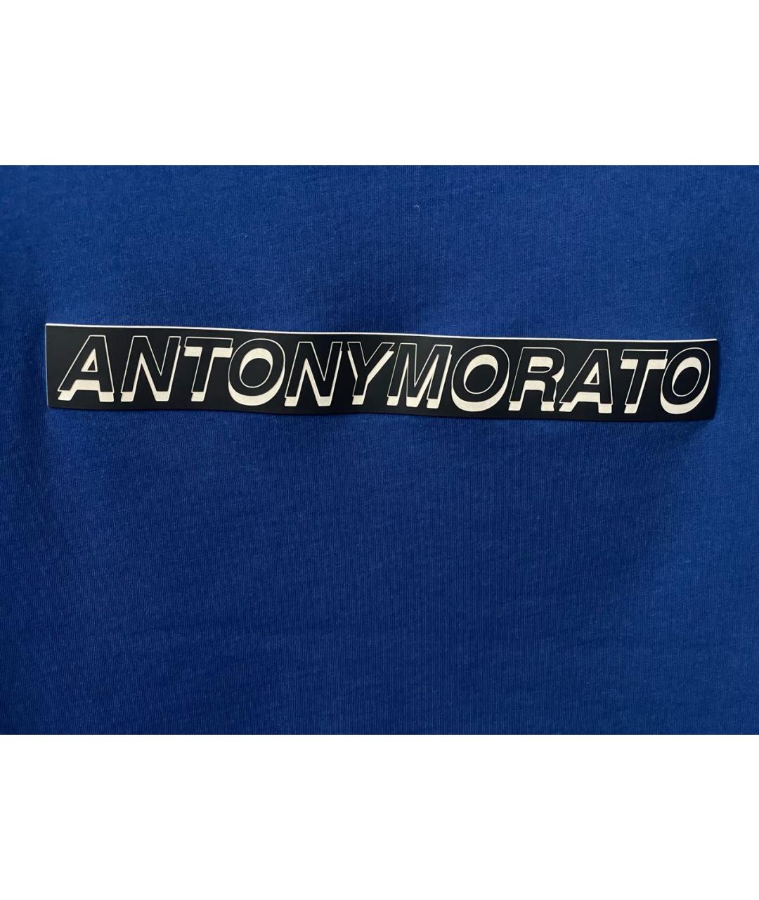 ANTONY MORATO Темно-синяя хлопковая футболка, фото 4