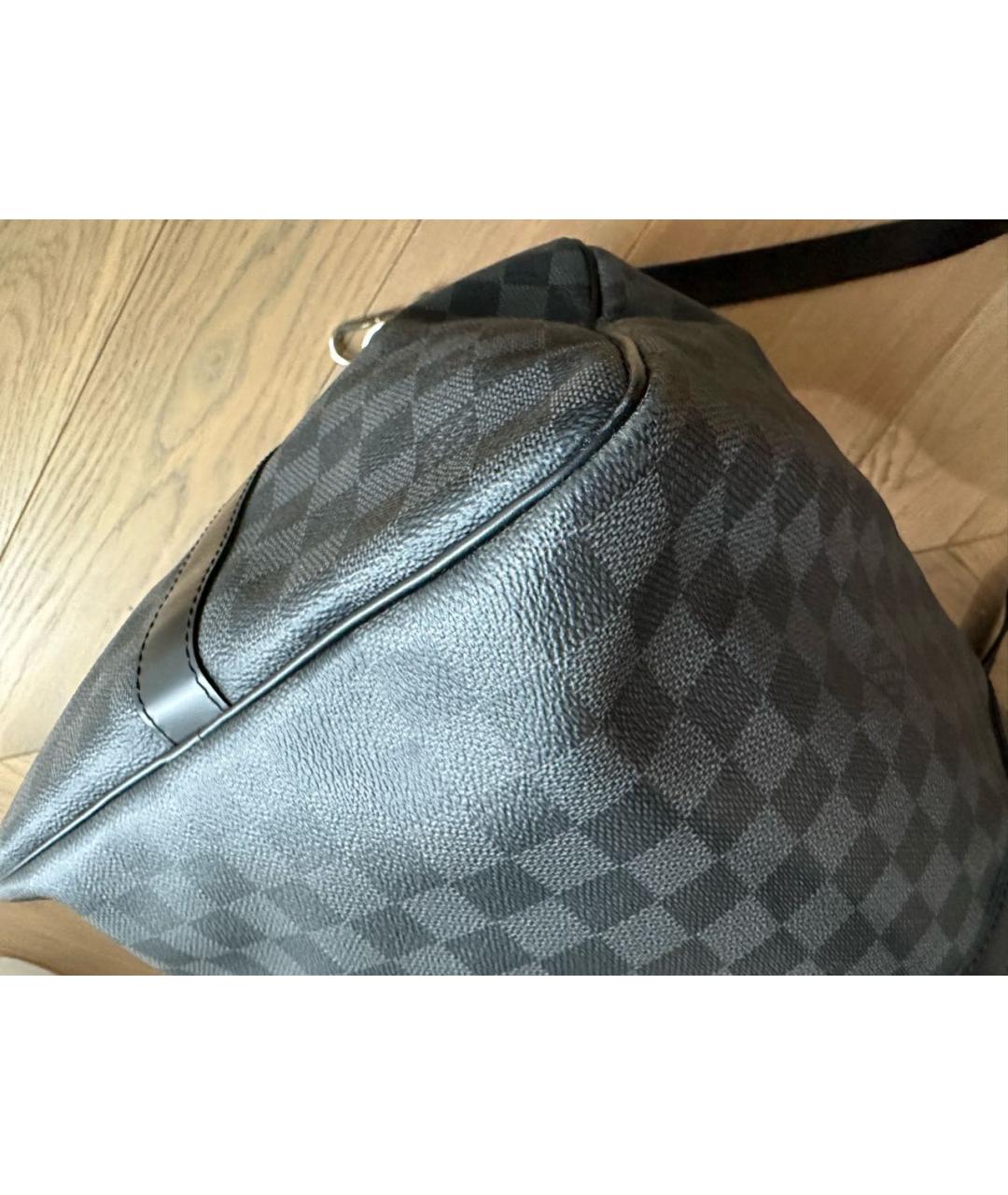 LOUIS VUITTON Черная кожаная дорожная/спортивная сумка, фото 3