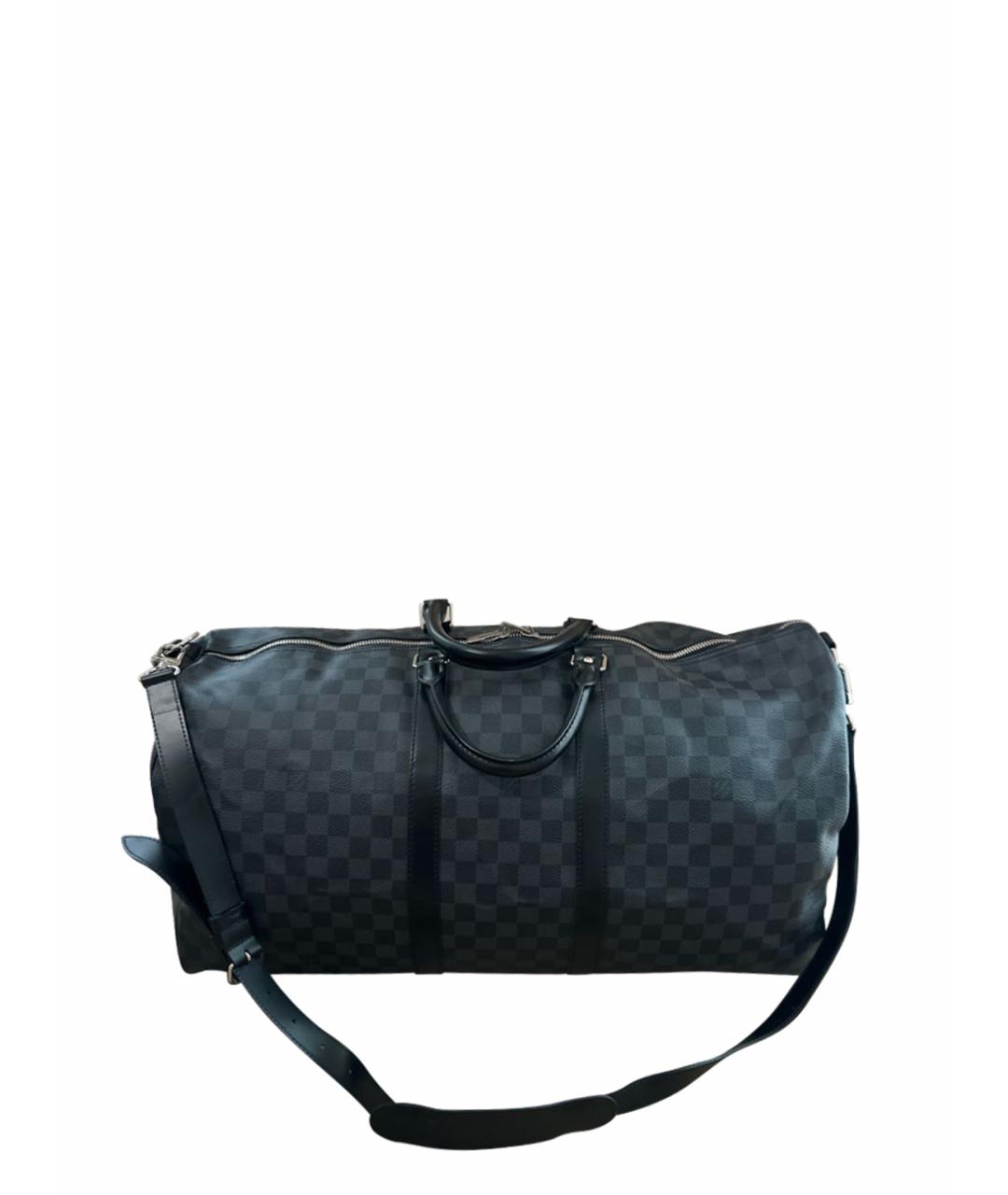 LOUIS VUITTON Черная кожаная дорожная/спортивная сумка, фото 1
