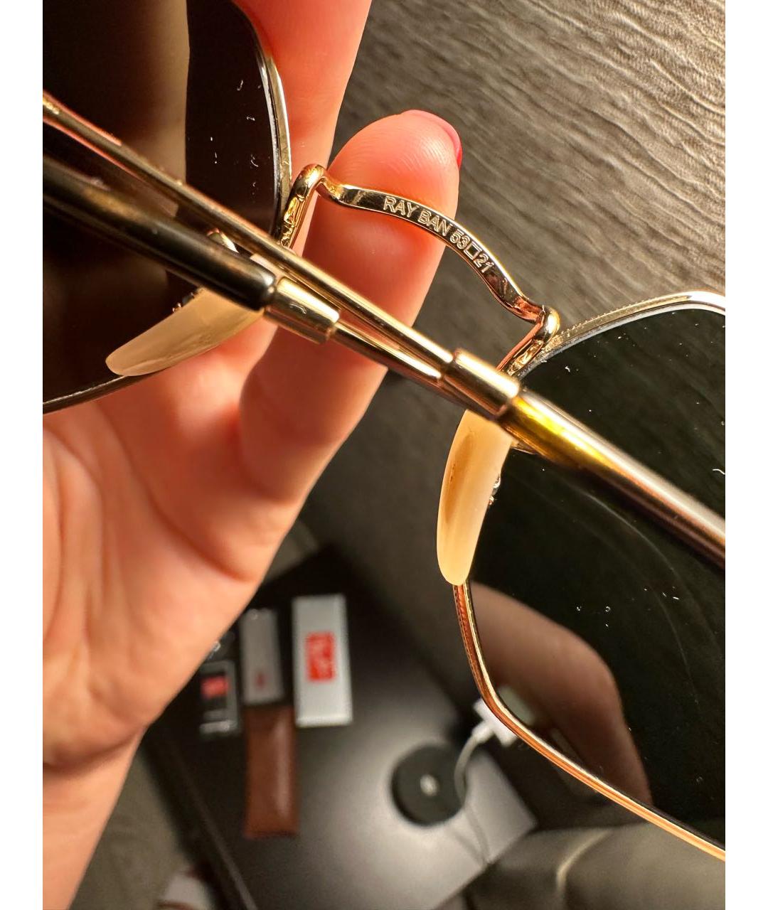 RAY BAN Золотые металлические солнцезащитные очки, фото 3