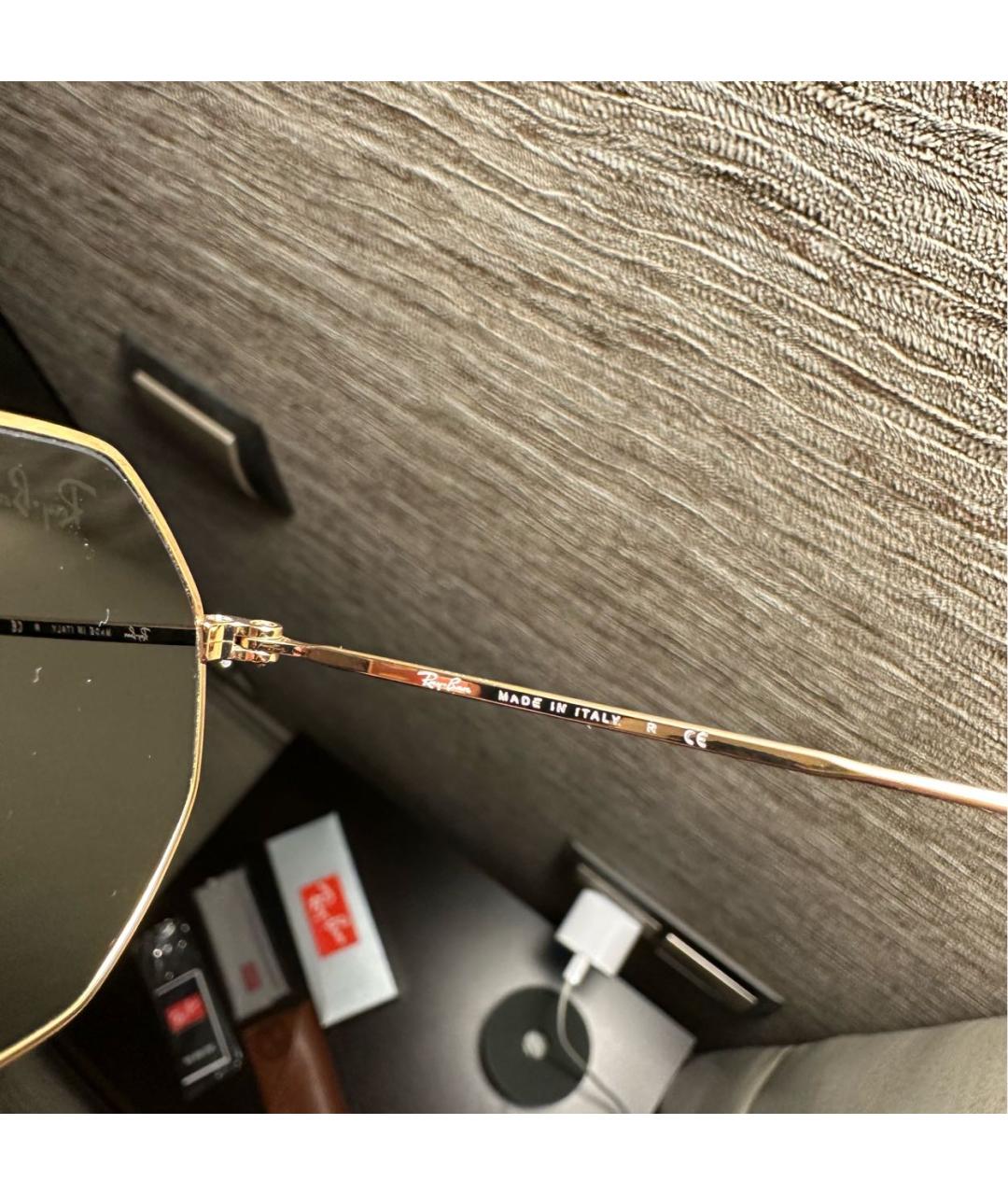 RAY BAN Золотые металлические солнцезащитные очки, фото 2