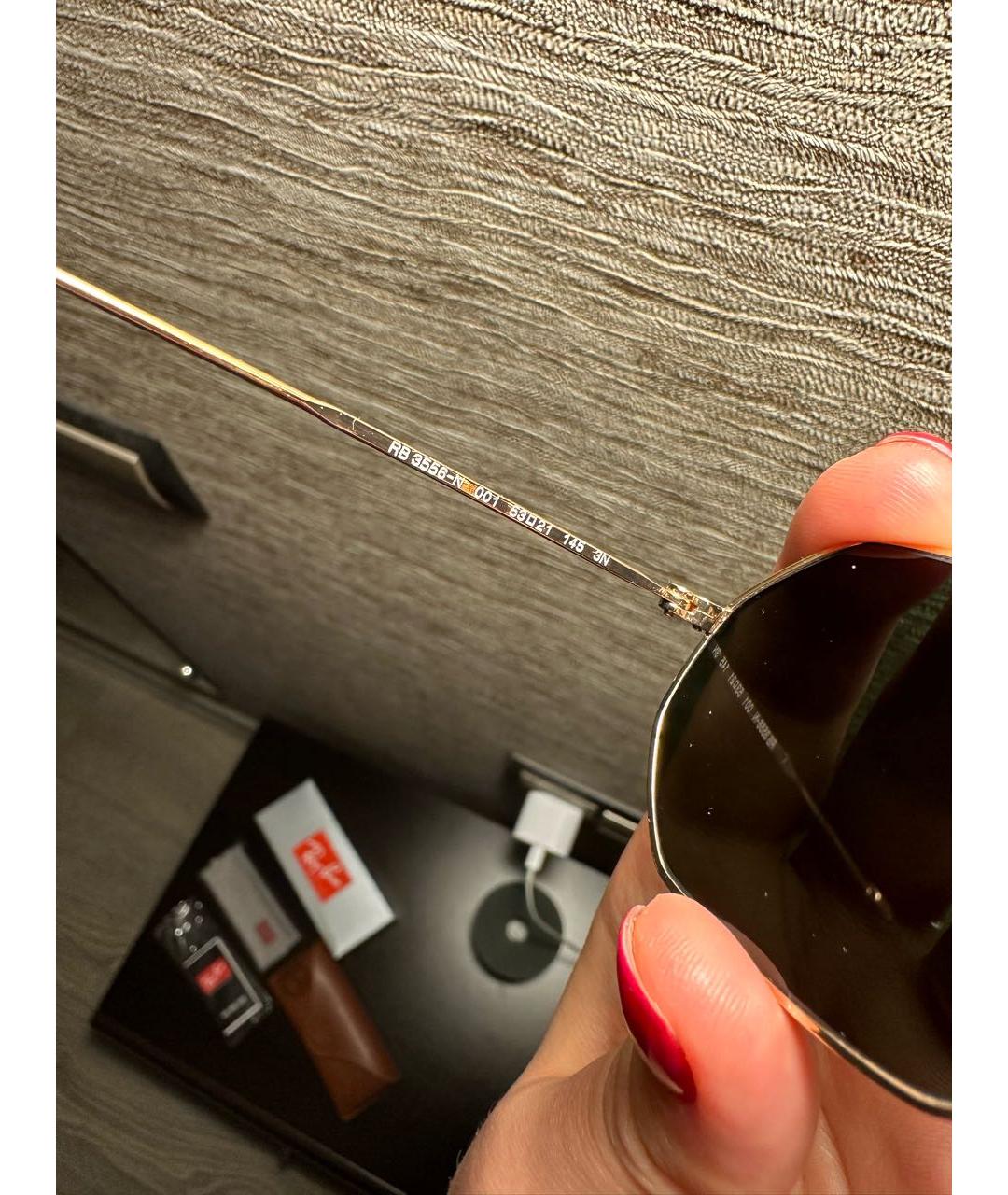 RAY BAN Золотые металлические солнцезащитные очки, фото 5