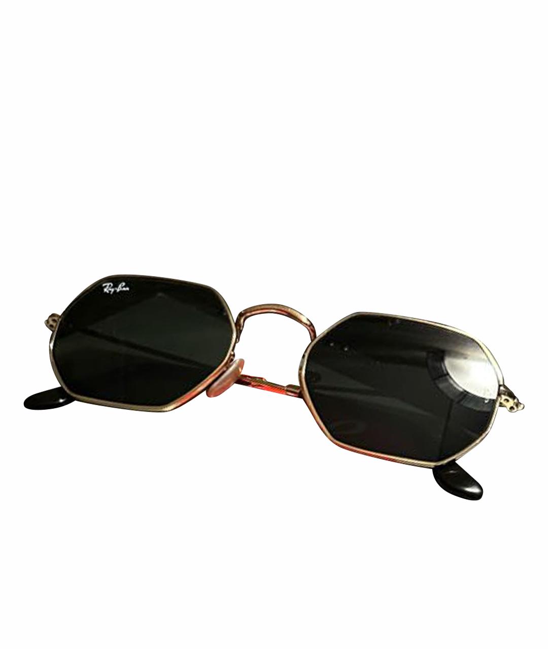 RAY BAN Золотые металлические солнцезащитные очки, фото 1