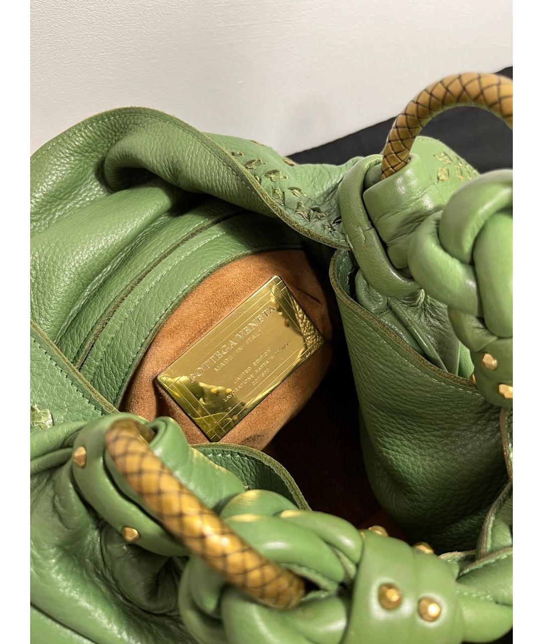 BOTTEGA VENETA Зеленая кожаная сумка с короткими ручками, фото 4
