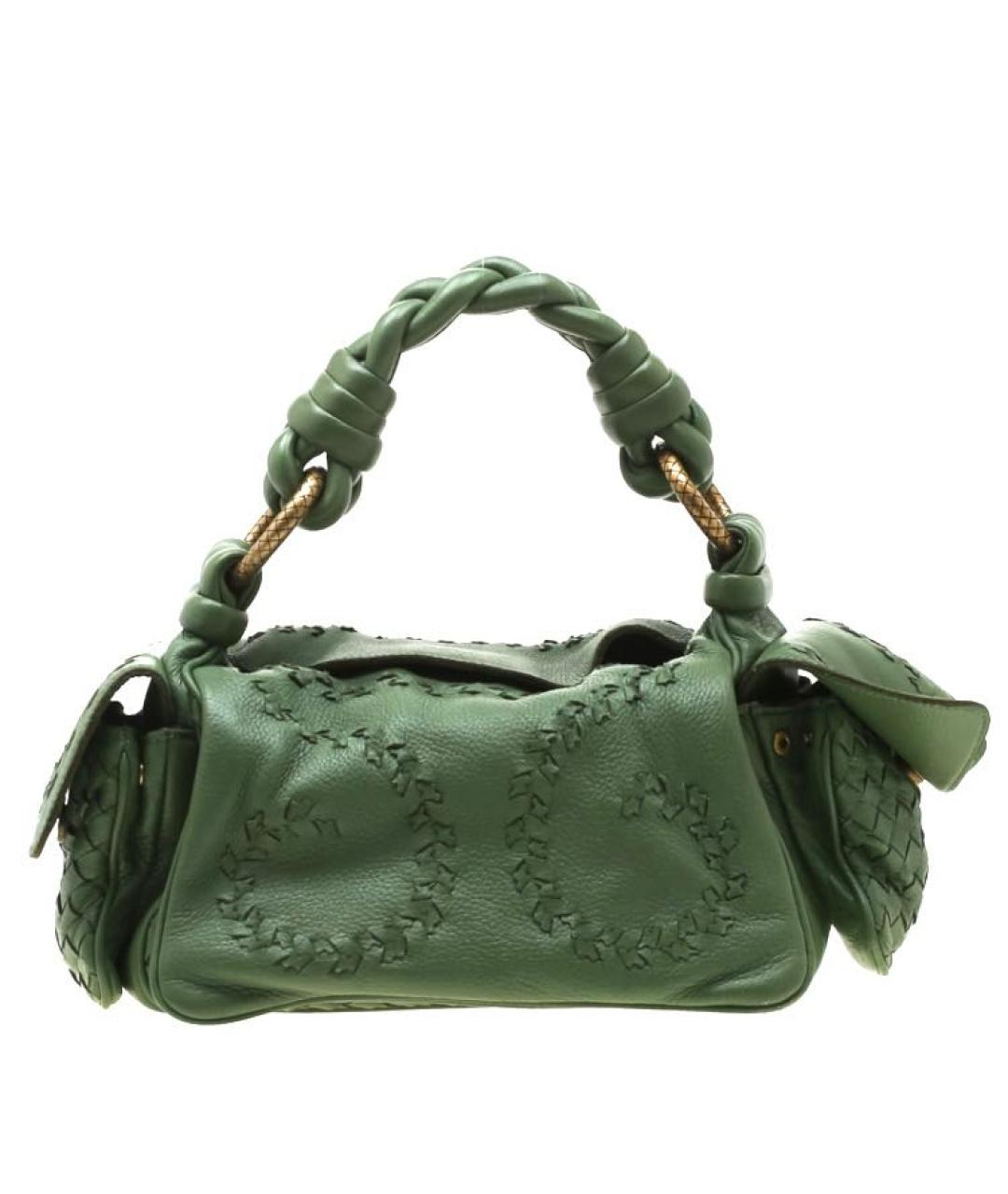 BOTTEGA VENETA Зеленая кожаная сумка с короткими ручками, фото 1